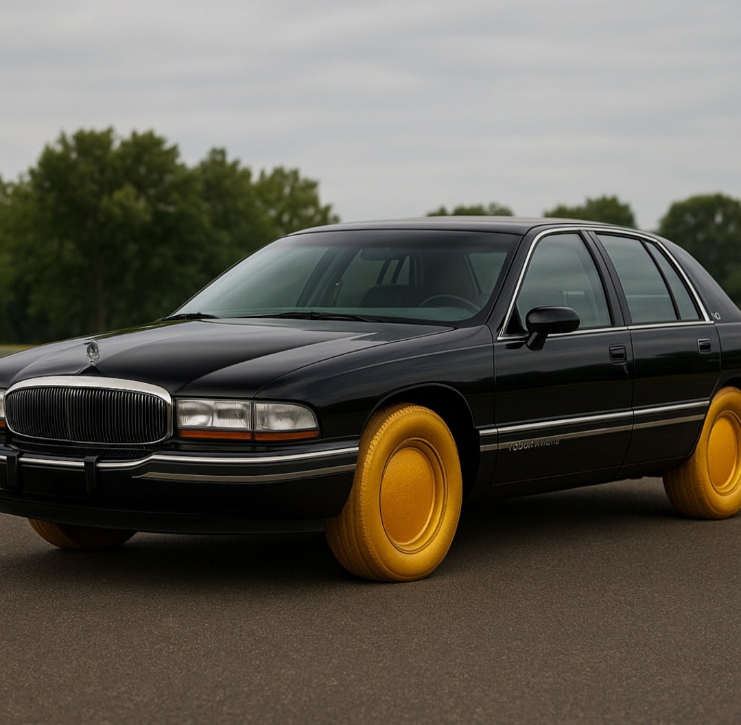 Black luxury sedan with gold tire color concept